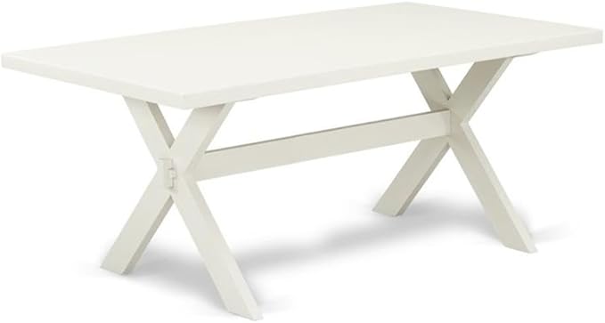East West Furniture X027VE005-9 9 Piece Dining Room Table Set Includes a Rectangle Kitchen Table with X-Legs and 8 Grey Linen Fabric Parson Dining Chairs, 40x72 Inch, Multi-Color