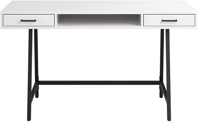 Bush Furniture Steele 54W Writing Desk in Pure White Oak | Computer Table for Home Office Workspace