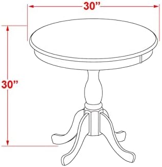 East West Furniture ESCE3-BCH-21 3 Piece Dining Room Table Set Contains a Round Kitchen Table with Pedestal and 2 Mineral Blue Linen Fabric Parson Dining Chairs, 30x30 Inch, Black & Cherry