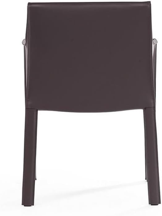 Manhattan Comfort Vogue Modern Faux Leather Dining Chairs, Metal Frame, Comfortable Padded Seat, Fully Assembled Armchair Accent Furniture, Set of 2, Grey