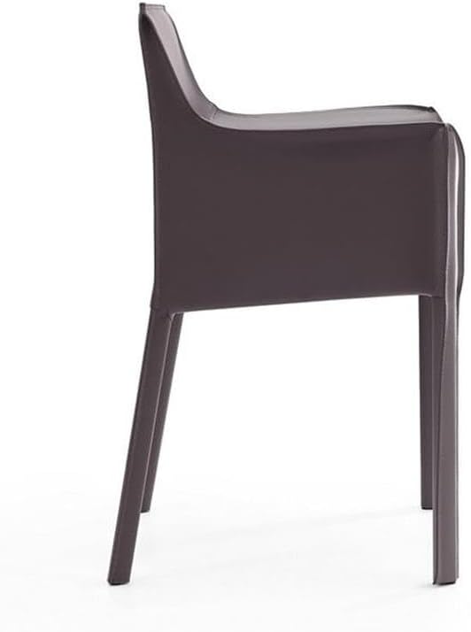 Manhattan Comfort Vogue Modern Faux Leather Dining Chairs, Metal Frame, Comfortable Padded Seat, Fully Assembled Armchair Accent Furniture, Set of 2, Grey