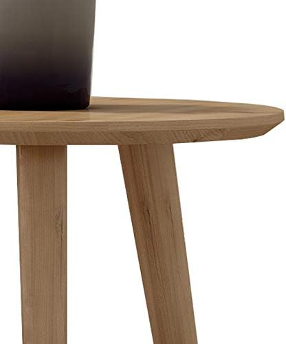 WoodShine Side Table Small Round Solid Wood Sofa End Tables Accent Nesting Coffee Table Natural(H:24.21inch)