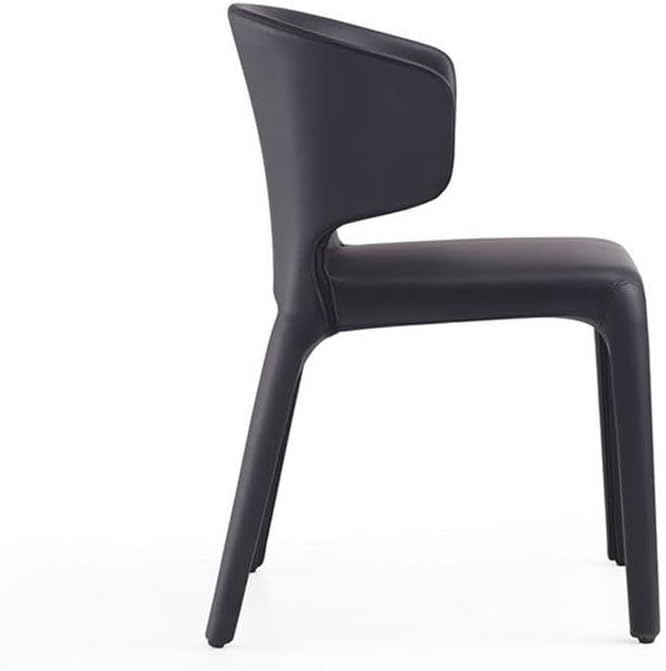 Manhattan Comfort Conrad Mid Century Modern Dining Chairs Woven Tweed Upholstered Kitchen Furniture with Contoured Back, Foam Padding & Metal Legs, Set of 2, Black