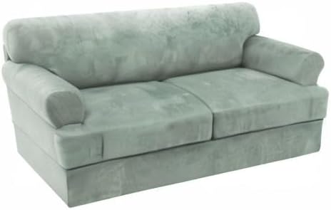 H.VERSAILTEX Sofa Cover 3 Piece T Cushion Sofa Slipcovers Thick Velvet Couch Cover Stretch T Cushion Sofa Covers for 2 Cushion Couch with 2 Individual T Cushion Covers Washable, Sea Grass
