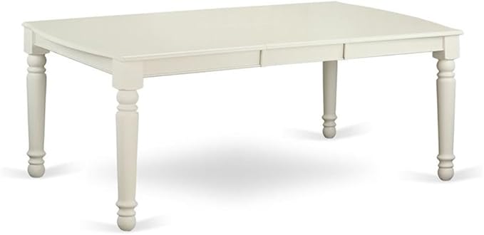 East West Furniture DOCE9-LWH-15 9 Piece Dining Table Set Includes a Rectangle Dining Room Table with Butterfly Leaf and 8 Baby Blue Linen Fabric Parsons Chairs, 42x78 Inch, Linen White