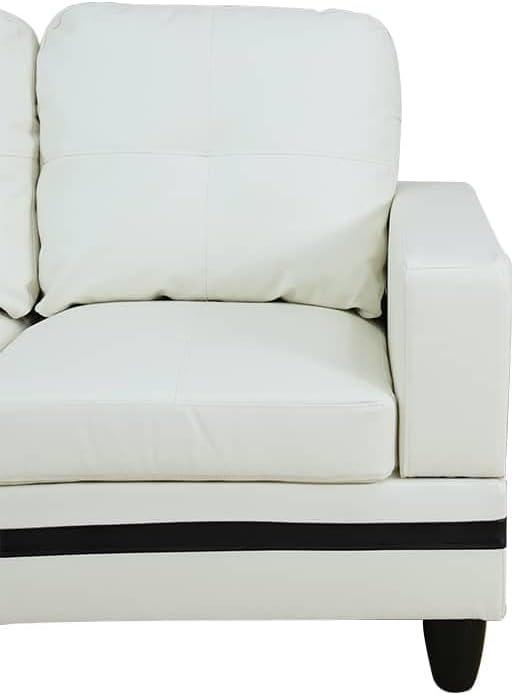 NicBex Sectional Couch 3 Pieces Sofa Set with Right Chaise PU Synthetic Leather L Shaped Cloud Couch for Living Room Furniture Sets with Storage Ottoman, Modular Sofa for Apartment, White+Black
