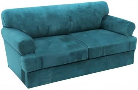 H.VERSAILTEX Sofa Cover 3 Piece T Cushion Sofa Slipcovers Thick Velvet Couch Cover Furniture Protector Stretch T Cushion Sofa Covers for 2 Cushion Couch with 2 Individual T Cushion Covers, Deep Teal
