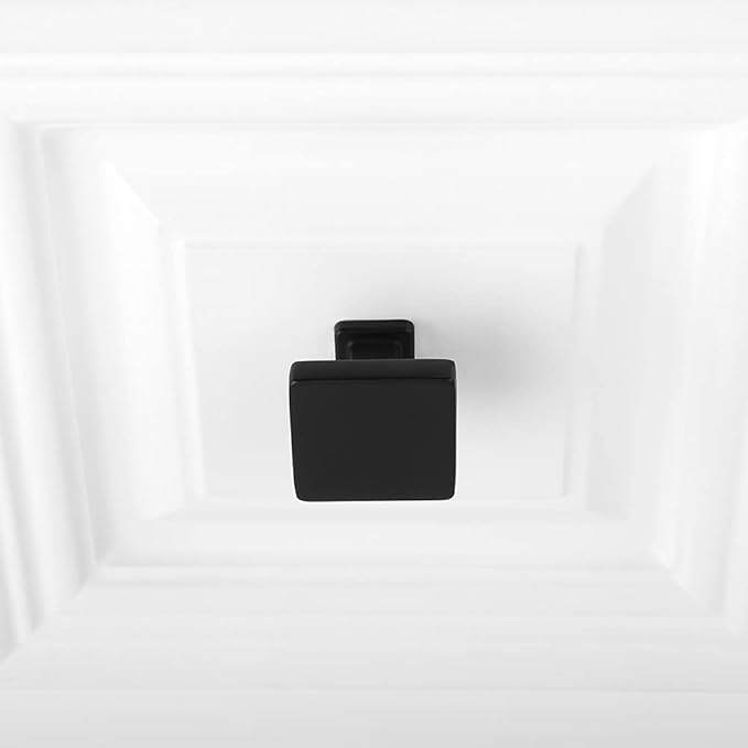 KOOFIZO 10 Pack Black Cabinet Knobs Matte Black Drawer Knobs K08 Square Single Hole Cabinet Pulls for Cabinets Drawer Dresser Cupboard Bedroom Closet Bathroom Vanity