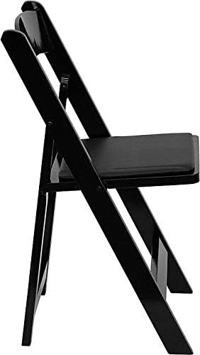 Flash Furniture 4 Pack HERCULES Series Black Wood Folding Chair with Vinyl Padded Seat