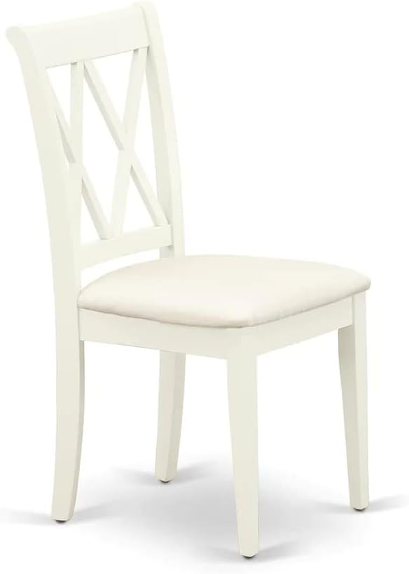 East West Furniture LGCL5-LWH-C 5 Piece Kitchen Table & Chairs Set Includes a Rectangle Dining Table with Butterfly Leaf and 4 Linen Fabric Dining Room Chairs, 42x84 Inch, Linen White