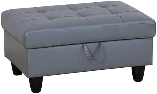 NicBex Sectional Couch 3 Pieces Sofa Set with Left Chaise Synthetic Leather L Shaped Cloud Couch for Living Room Furniture Sets with Storage Ottoman, Modular Sofa for Apartment, Silver Gray