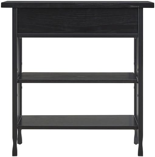 Leick Home 11261-BK Ironcraft Rustic Foyer Bookcase with Drawer Storage, Black Wash