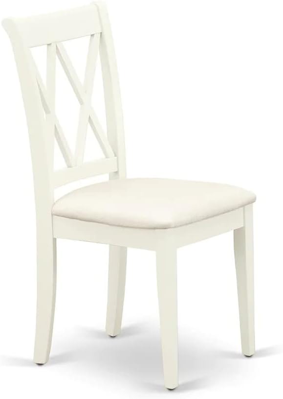 East West Furniture DOCL7-LWH-C 7 Piece Kitchen Table & Chairs Set Consist of a Rectangle Dining Table with Butterfly Leaf and 6 Linen Fabric Dining Room Chairs, 42x78 Inch, Linen White