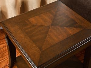 Solid Wood Side Table with Storage Shelf, Cherry Wood End Tables Living Room, Traditional Style End Table, Vintage Beside Table with Curved Legs for Apartment, Cherry Walnut Accent Table CJZ-DR200