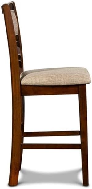 New Classic Furniture Gia 5-Piece Round Counter Height Set with 1 Dining Table and 4 Chairs, 42", Cherry