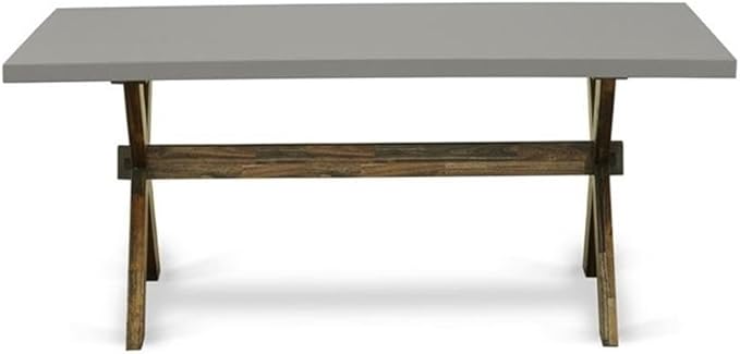 East West Furniture X797MZ716-5 5 Piece Kitchen Table Set for 4 Includes a Rectangle Dining Room Table with X-Legs and 4 Dark Khaki Linen Fabric Upholstered Chairs, 40x72 Inch, Multi-Color