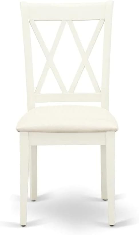 East West Furniture DOCL7-LWH-C 7 Piece Kitchen Table & Chairs Set Consist of a Rectangle Dining Table with Butterfly Leaf and 6 Linen Fabric Dining Room Chairs, 42x78 Inch, Linen White