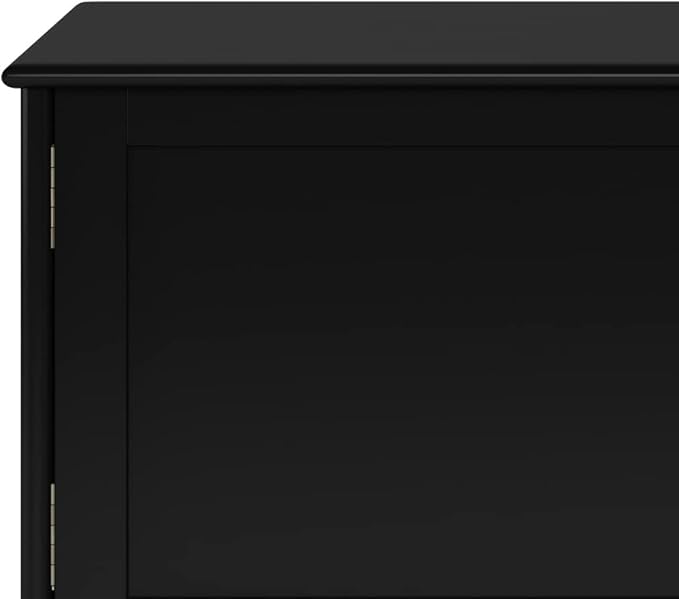 SIMPLIHOME Draper SOLID HARDWOOD 60 inch Wide Mid Century Modern TV Media Stand in Black For TVs up to 65 inches for the Living Room and Entertainment Center