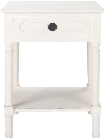 SAFAVIEH Home Collection Allura Distressed White 1-Drawer Bottom Shelf Accent Table ACC5718A, 19" W x 15.8" L x 26" H