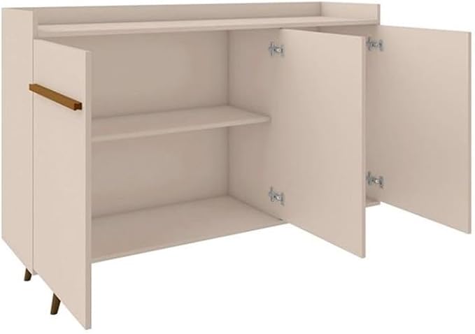Manhattan Comfort Bradley Buffet Cabinet with Storage, Mid Century Modern Sideboard with 4 Shelves and Soft Close Doors, TV Stand Media Console for up to 50" Screens, 53.54" Long, Off White