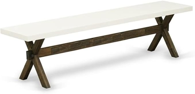 East West Furniture X727VE721-6 6 Piece Dining Table Set Contains a Rectangle Dining Room Table with X-Legs and 4 Blue Color Linen Fabric Parson Chairs with a Bench, 40x72 Inch, Multi-Color