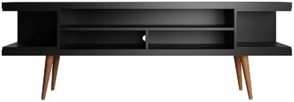 Manhattan Comfort Utopia 70.47" Freestanding Entertainment Center for Living Room, Mid Century Modern TV Stand with Shelves, Storage and Media Holes, Fits 65" Screens, Black