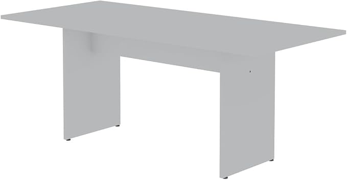 Manhattan Comfort Nomad 3 Piece Dining Set for 6 with Modern Kitchen Table and 2 Benches, Farmhouse Furniture with Rustic Wood Grain Finish, Pedestal Base, Easy Assembly, White