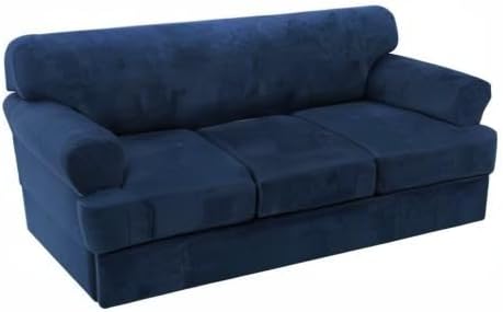 H.VERSAILTEX Sofa Slipcovers - Thick Velvet Couch Covers for 3 Cushion Couch with 3 Individual T Cushion Covers, Navy