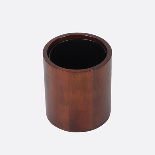 Premium Solid Wood Trashbin Multipurpose Furniture Basket for Home Living Room Office | Dustbin with Removal Metal Inner Liner from Mahogany Collection (Curvy, 8x8x9 Inch)