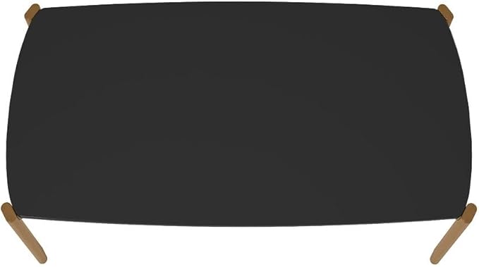 Manhattan Comfort Gales 70-Inch Mid Century Modern Dining Table for 6 Persons, Unique Minimalist Home Furniture with Solid Eucalyptus Wood Legs, Matte Black