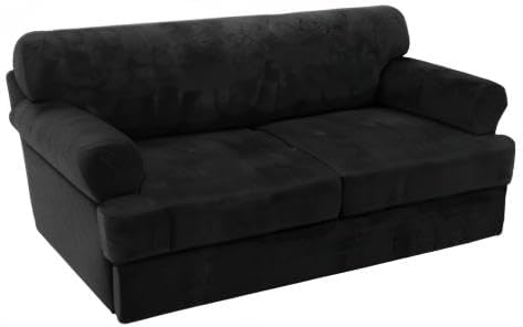 H.VERSAILTEX Sofa Cover 3 Piece T Cushion Sofa Slipcovers Thick Velvet Couch Cover Furniture Protector Stretch T Cushion Sofa Covers for 2 Cushion Couch with 2 Individual T Cushion Covers, Black