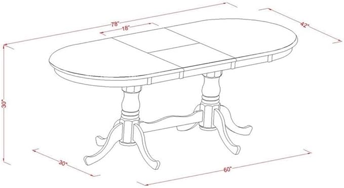 East West Furniture PLAI7-BLK-W 7 Piece Dining Room Table Set Consist of an Oval Kitchen Table with Butterfly Leaf and 6 Dining Chairs, 42x78 Inch, Black & Cherry