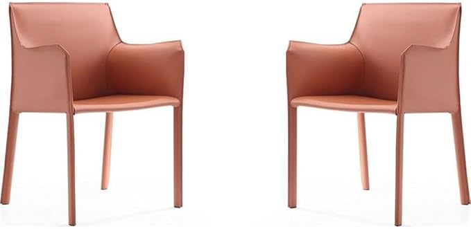 Manhattan Comfort Paris Clay Saddle Leather Armchair (Set of 2), Clay