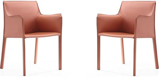 Manhattan Comfort Paris Clay Saddle Leather Armchair (Set of 2), Clay