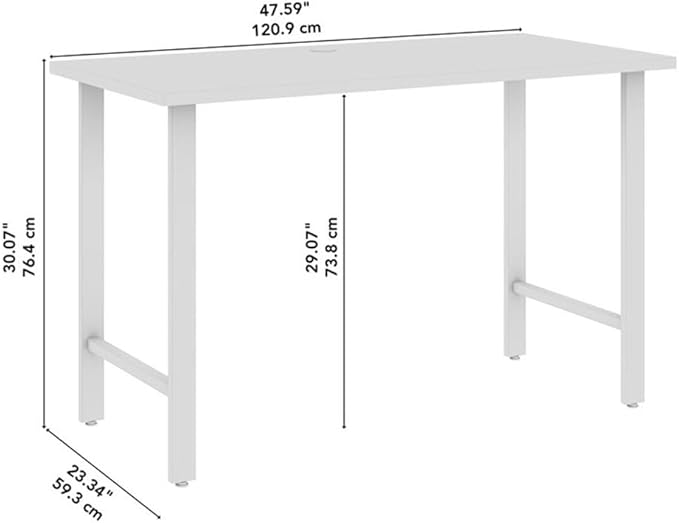 Bush Business Furniture Hustle 48W x 24D Computer Desk with Metal Legs in White, Modular Office Table for Home and Professional Workspace