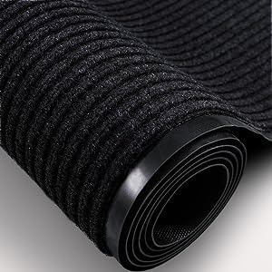 TANYOYO 3' X 10' Commercial Grade Door Floor Mat Brush Step Entrance Mat Vinyl Backed Utility Doormat Heavy Duty Floor Rugs Commercial Outdoor Carpet Indoor Entrance Mat，Black