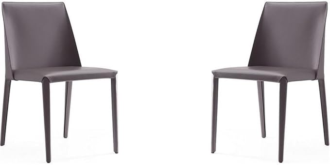 Manhattan Comfort Paris Grey Saddle Leather Dining Chair (Set of 4), Grey