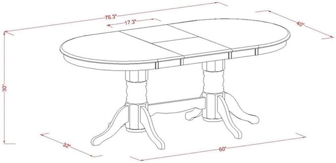 East West Furniture VABO5-OAK-W 5 Piece Kitchen Table & Chairs Set Includes an Oval Dining Table with Butterfly Leaf and 4 Dining Room Chairs, 40x76 Inch, Oak