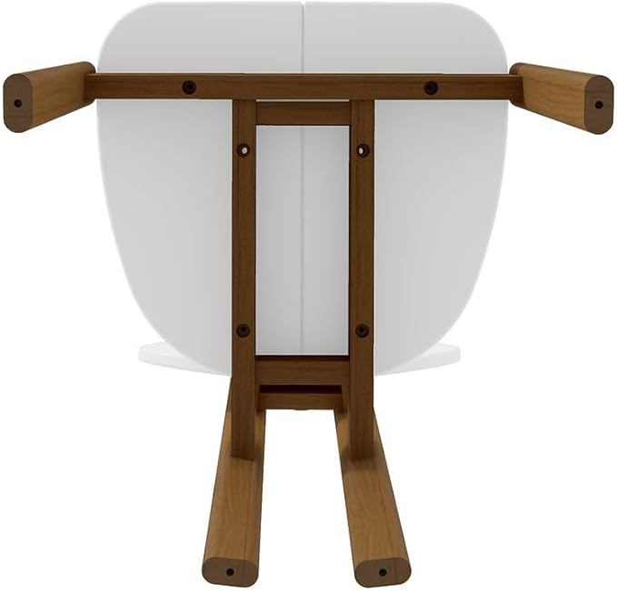 Manhattan Comfort Mid-Century Modern Gales Round 46.54 Dining Table with Solid Wood Legs in White - Set of 5