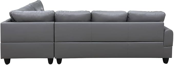 NicBex Sectional Couch 3 Pieces Sofa Set with Left Chaise Faux Leather L Shaped Cloud Couch for Living Room Furniture Sets with Storage Ottoman, Modular Sofa for Living Room & Apartment, Gray