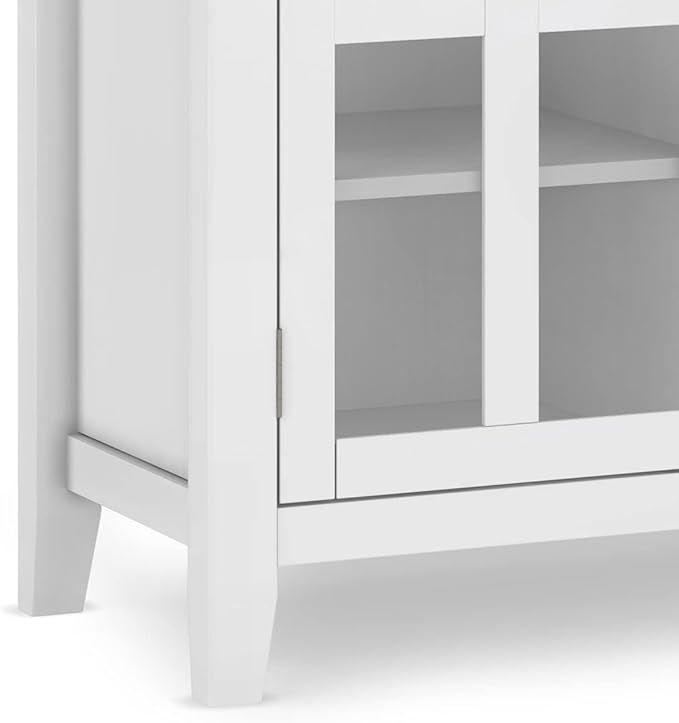 SIMPLIHOME Artisan SOLID WOOD 53 Inch Wide Contemporary TV Media Stand in White for TVs up to 60 Inches, For the Living Room and Entertainment Center