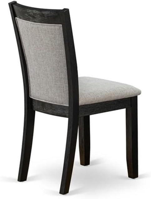 East West Furniture DLMZ3-AB6-06 3 Piece Modern Dining Table Set Contains a Round Wooden Table with Dropleaf and 2 Shitake Linen Fabric Parsons Dining Chairs, 42x42 Inch, Wirebrushed Black