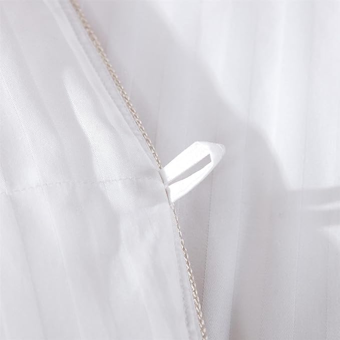 Luxurious All-Season Goose Down Comforter Duvet Insert, Exquisite Oversized California King White Stripe Design, 108" X 98 ", 100% Cotton Down Proof Fabric, 65 oz. Fill Weight