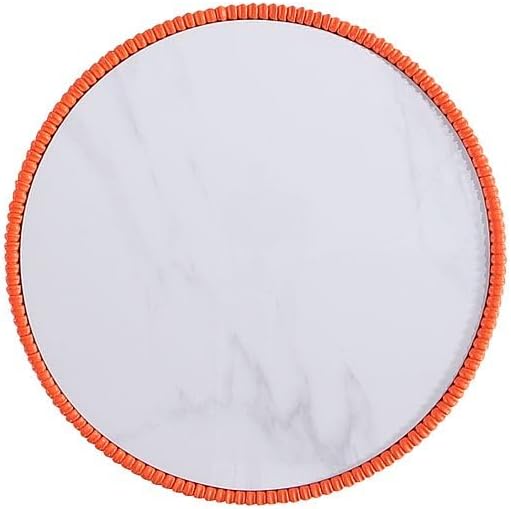 Manhattan Comfort Anderson Modern 18" Round End Table 2.0 | Ceramic Marble Tabletop, Elegant Pleated Leatherette Design & Gold Stainless Steel Base, Fully Assembled Accent Furniture, Set of 1, Orange