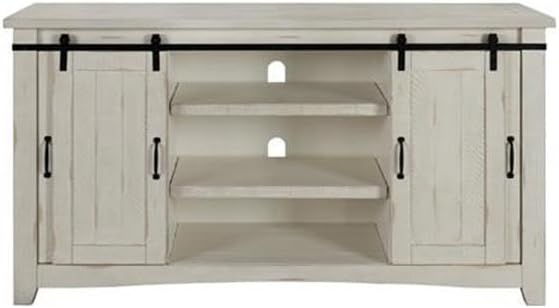 Martin Svensson Home Rustic 65” Solid Wood TV Stand with Storage, All Antique White