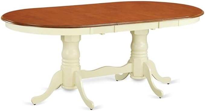 East West Furniture PLAI9-WHI-W 9 Piece Dining Table Set Includes an Oval Dinner Table with Butterfly Leaf and 8 Dining Room Chairs, 42x78 Inch, Buttermilk & Cherry