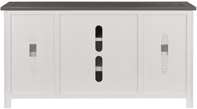 Martin Svensson Home Rustic 65” Solid Wood TV Stand with Storage, White Stain with Grey Stain Top
