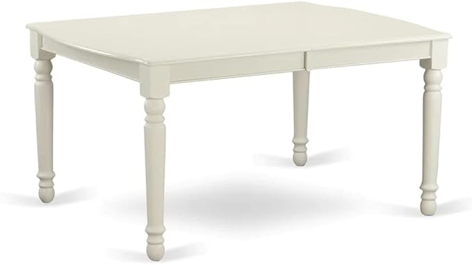 East West Furniture DOT-LWH-T Dover Modern Kitchen Table - a Rectangle Dining Table Top with Butterfly Leaf & Stylish Legs, 42x78 Inch, Linen White