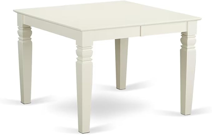 East West Furniture WEAD5-LWH-LC 5 Piece Dining Table Set for 4 Includes a Rectangle Kitchen Table with Butterfly Leaf and 4 Faux Leather Upholstered Chairs, 42x60 Inch, Linen White