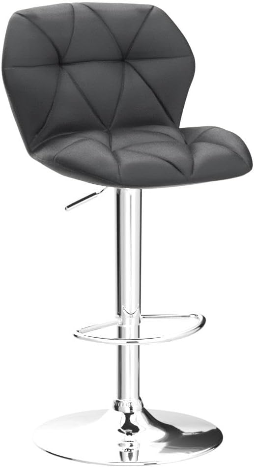 Yaheetech Gray Barstools Set of 2, PU Leather Bar Chairs with Backrest, Height Adjustable Swivel Island Stools for Kitchen Counter, Gray
